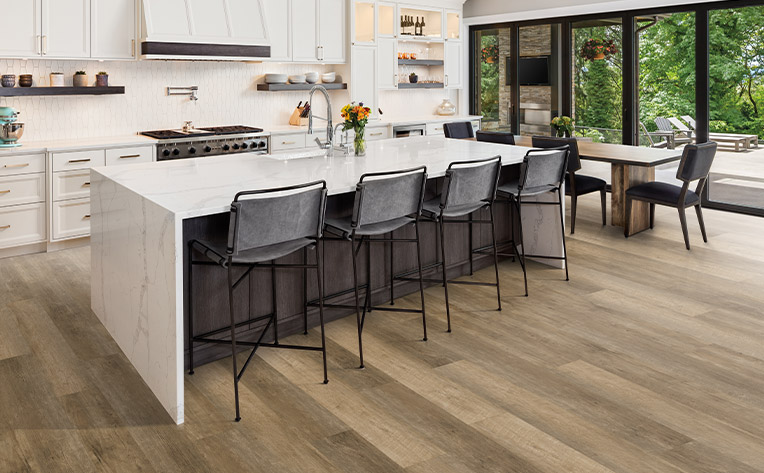 wood look vinyl flooring in kitchen